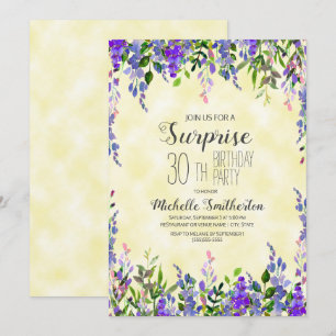 Invitation d'anniversaire surprise 30 ans aquarell