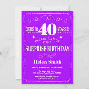 Invitation d'anniversaire surprise 40 ans Violet e