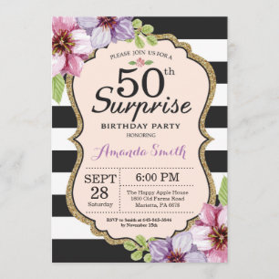 Invitation d'anniversaire surprise 50 ans femmes f