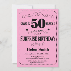 Invitation d'anniversaire surprise 50 ans Noir et 