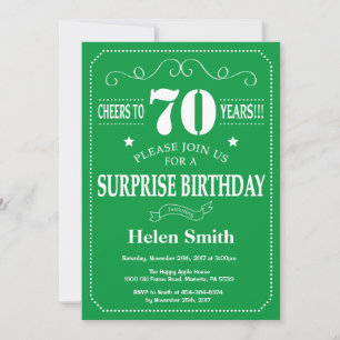 Invitation d'anniversaire surprise 70 ans vert et 