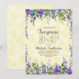 Invitation d'anniversaire surprise 80 ans aquarell