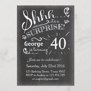 Invitation d'anniversaire surprise Chalkboard Russ