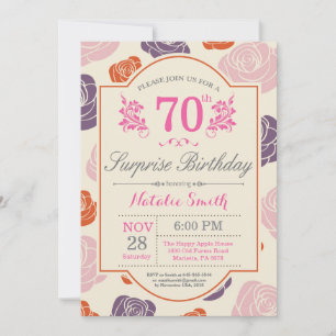 Invitation d'anniversaire surprise florale 70 ans 