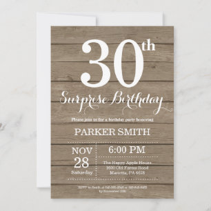 Invitation d'anniversaire surprise rustique 30 ans