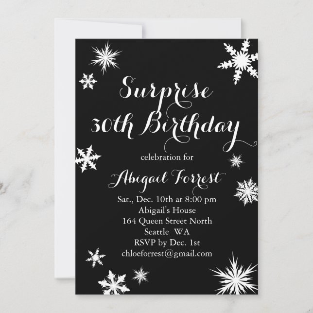 Invitation d'anniversaire Surprise Winter - noir (Devant)