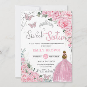 Invitation d'anniversaire Sweet 16 Princesse Blond