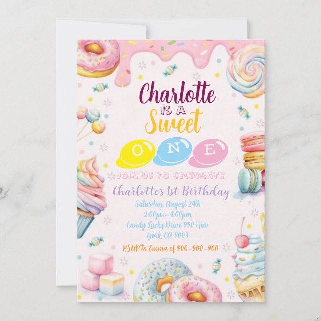 Invitation d'anniversaire Sweet One (Devant)