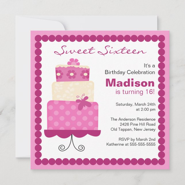 Invitation d'anniversaire Sweet sixteen Purple & P (Devant)