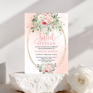 Invitation d'anniversaire Sweet Sixteen Roses Blus