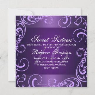 Invitation d'anniversaire Sweet Sixteen Tourbillon