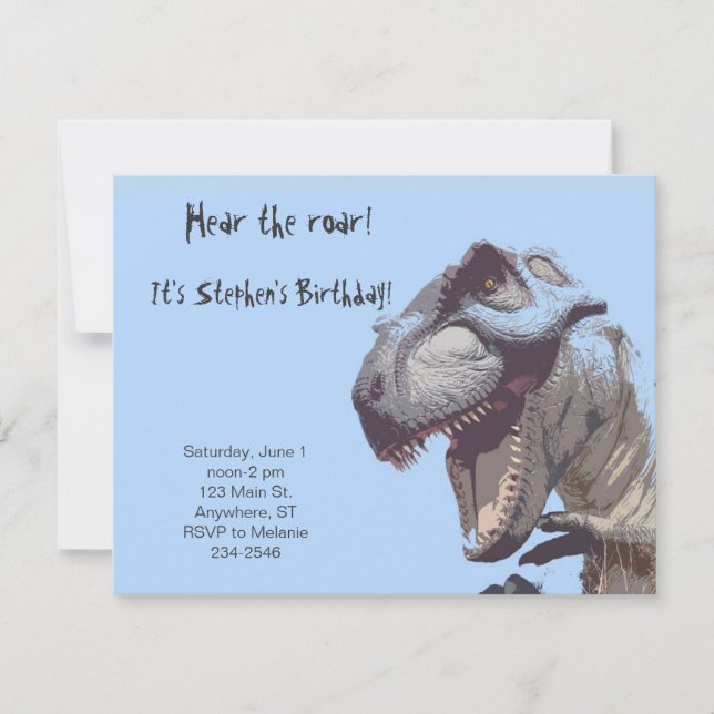 Invitation d'anniversaire T-Rex Dinosaur (Devant)
