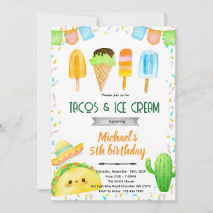Invitation d'anniversaire Taco et glace