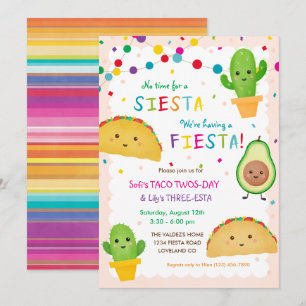 Invitation d'anniversaire Taco Twosday et Three Es