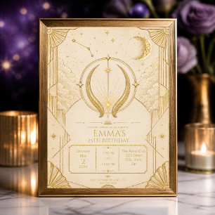 Invitation d'anniversaire Taureau Zodiaque   Crème