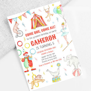 Invitation d'anniversaire thème cirque de carnaval