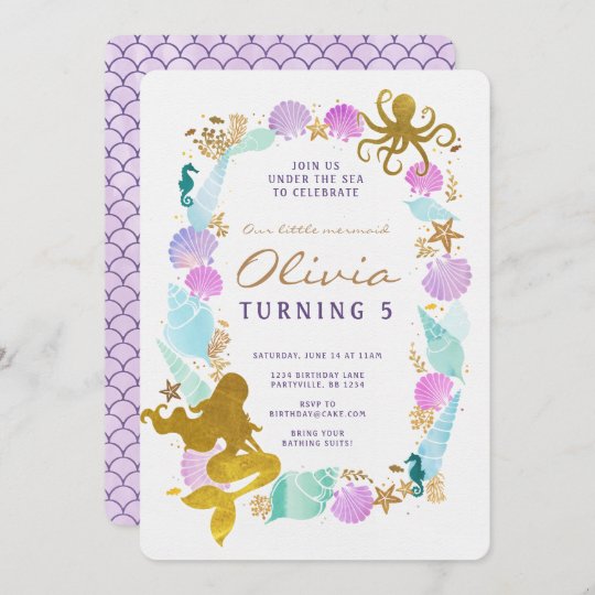 Invitation D Anniversaire Theme De Sirene Zazzle Ca