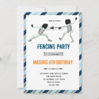 Invitation d'anniversaire thème fête d'escrime