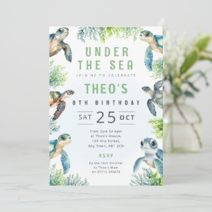 Invitation d'anniversaire thème Tortue Fête Animau