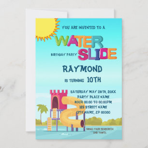 Invitation d'anniversaire Toboggan aquatique