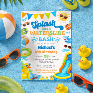 Invitation d'anniversaire Toboggan aquatique pour 