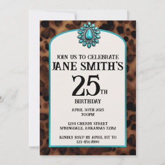 Invitation d'anniversaire Tortue et Turquoise de l