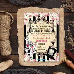 INVITATION D'ANNIVERSAIRE TOUT ÂGE - Alice au pays
