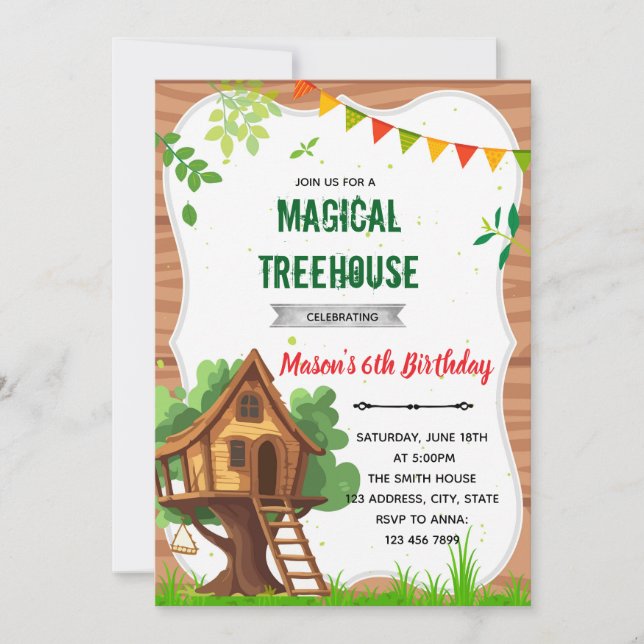 Invitation d'anniversaire Trehouse (Devant)