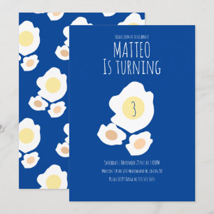 Invitation d'anniversaire trois ans pour un œuf au