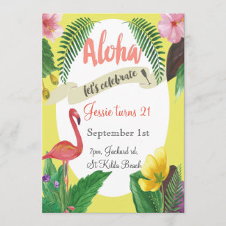 Invitation d'anniversaire tropical 5 x 7 pouces