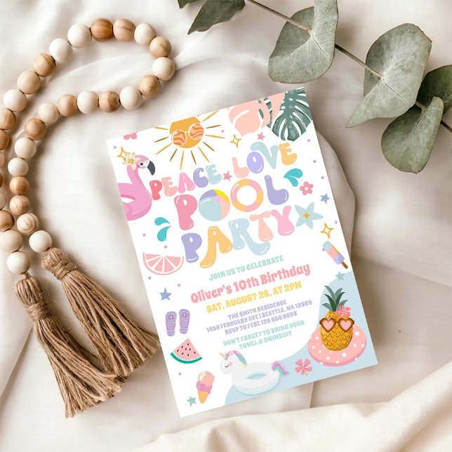 Invitation d'anniversaire tropical de fête au bord (Créateur téléchargé)