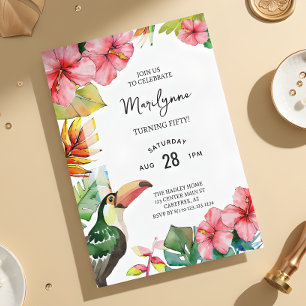 Invitation d'anniversaire tropical hawaïen 50 ans