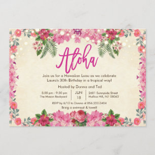 Invitation d'anniversaire tropical Luau Aloha - To