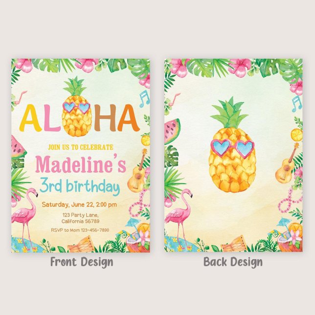 Invitation d'anniversaire tropicale Invitation haw (Créateur téléchargé)