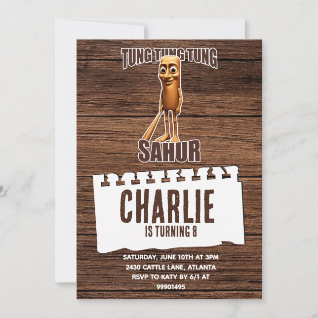 Invitation d'anniversaire Tung tung sahur (Devant)