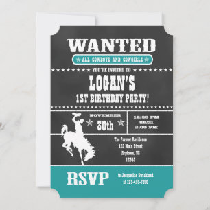Invitation d'anniversaire turquoise Chalkboard Cow