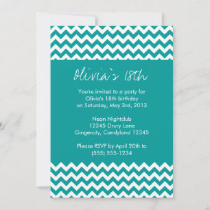 Invitation d'anniversaire Turquoise Chevron