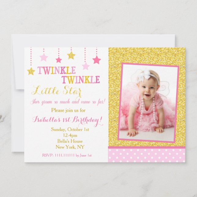 Invitation d'anniversaire Twinkle Twinkle Little S (Devant)