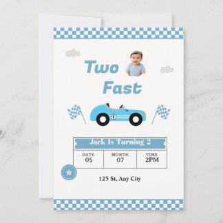 Invitation d'anniversaire Two Fast pour garçon | V