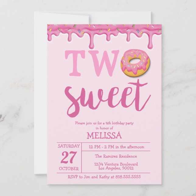 Invitation d'anniversaire Two Sweet (Devant)