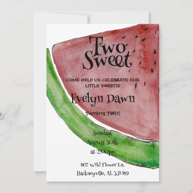 Invitation d'anniversaire Two Sweet (Devant)