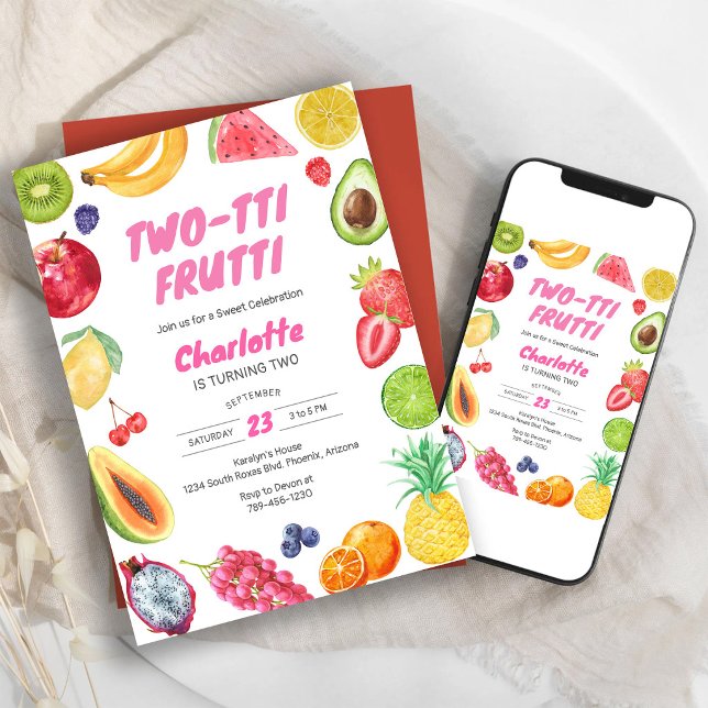 Invitation d'anniversaire Two-tti Frutti (Créateur téléchargé)