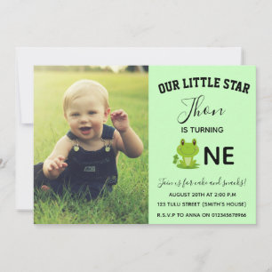 Invitation d'anniversaire un an de Grenouille