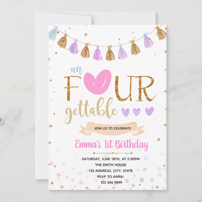 invitation d'anniversaire unFOURgettable (Devant)