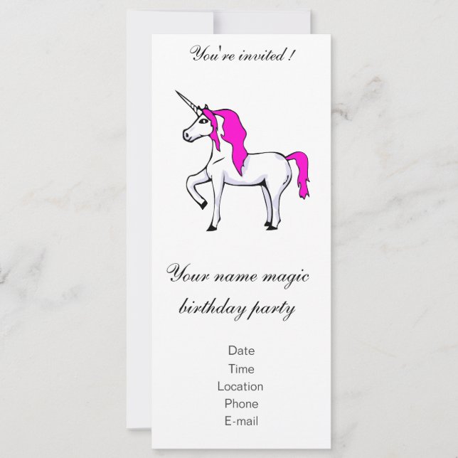 Invitation d'anniversaire "Unicorne" (Devant)