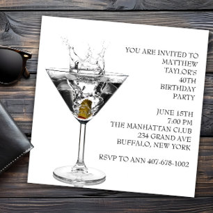 Invitation d'anniversaire Verre à Martini