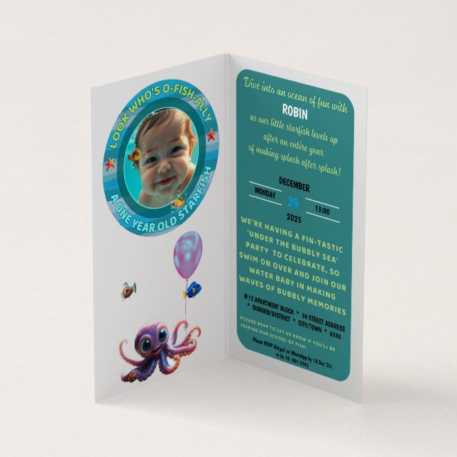 Invitation d'anniversaire vertical personnalisé d' (Intérieur)