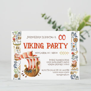 Invitation d'anniversaire Viking garçons 1-7 batea