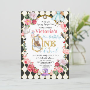 Invitation d'anniversaire vintage Alice au pays de