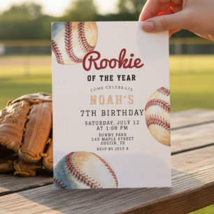 Invitation d'anniversaire vintage baseball rayé 7